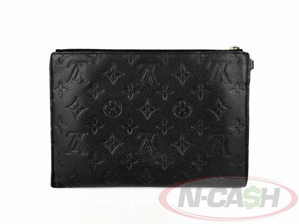 LOUIS VUITTON Melanie MM Monogram Empreinte Clutch Bag Black