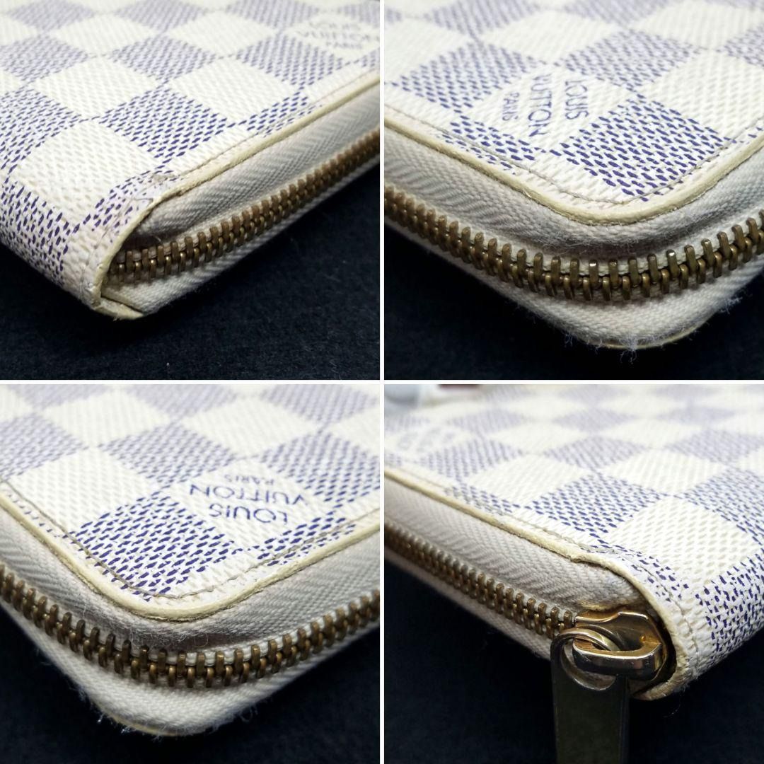Zippy Louis Vuitton Damier Azur Key Cles Wallet White Leather ref