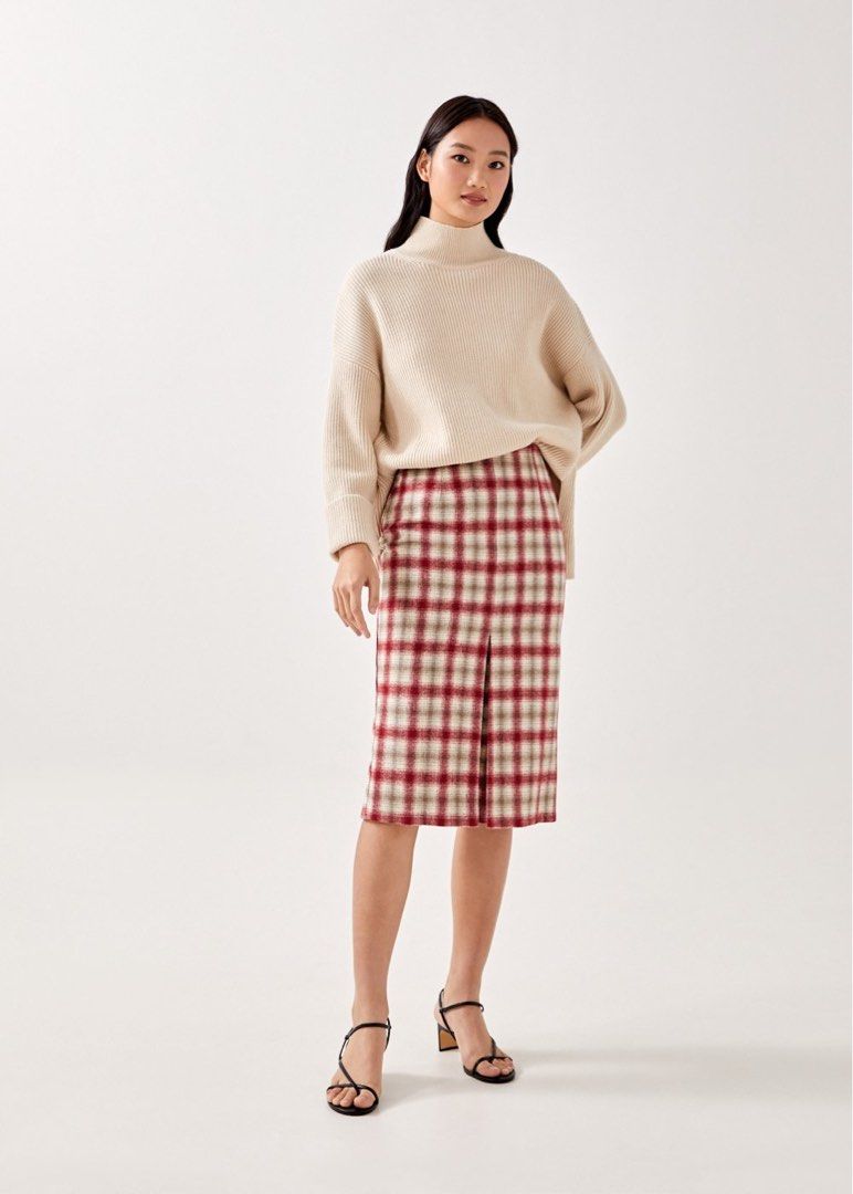 Annika Midi Skirt - Side Split A Line Skirt in Ivory
