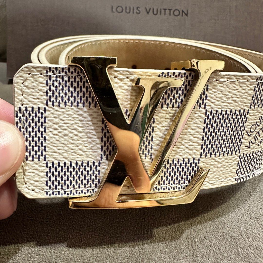 Louis Vuitton Belt M9730 TREASURE SIZE 85 CANVAS BELT CHECKED AZUR