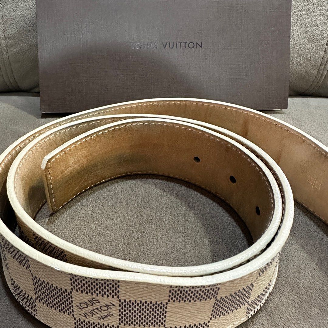 LOUIS VUITTON MENS M9608 Damier Azur Leather Belt Size 85/34 $220.00 -  PicClick