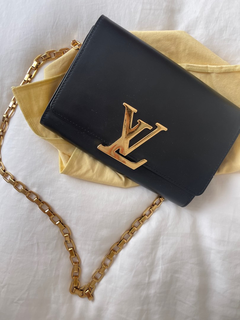 Louis Vuitton Chain Louise GM Noir Leather Shoulder Bag