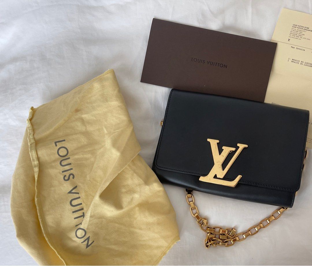 LV black chain bag Louise Chain GM, Women's Fashion, Bags & Wallets,  Shoulder Bags on Carousell