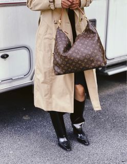 LV 老花拉鏈絕版Sully MM 中號 手袋手提腋下肩背包M40587