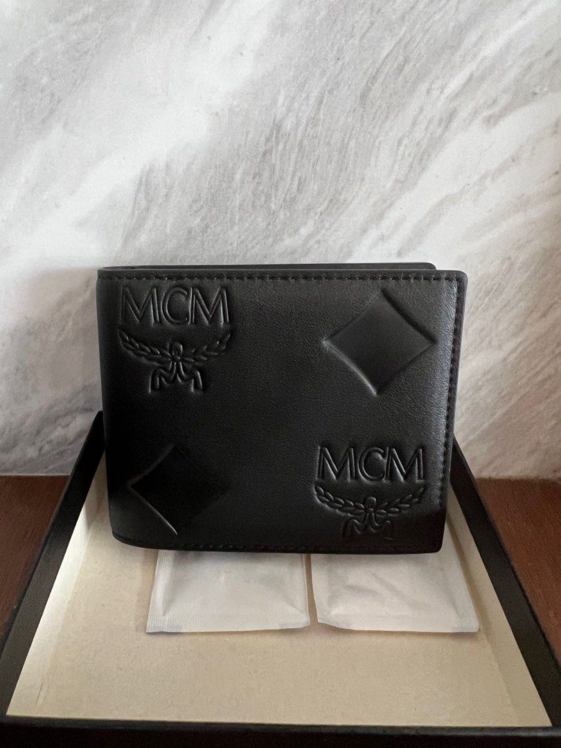 MCM Aren Maxi Visetos Small Bifold Wallet in Black for Men