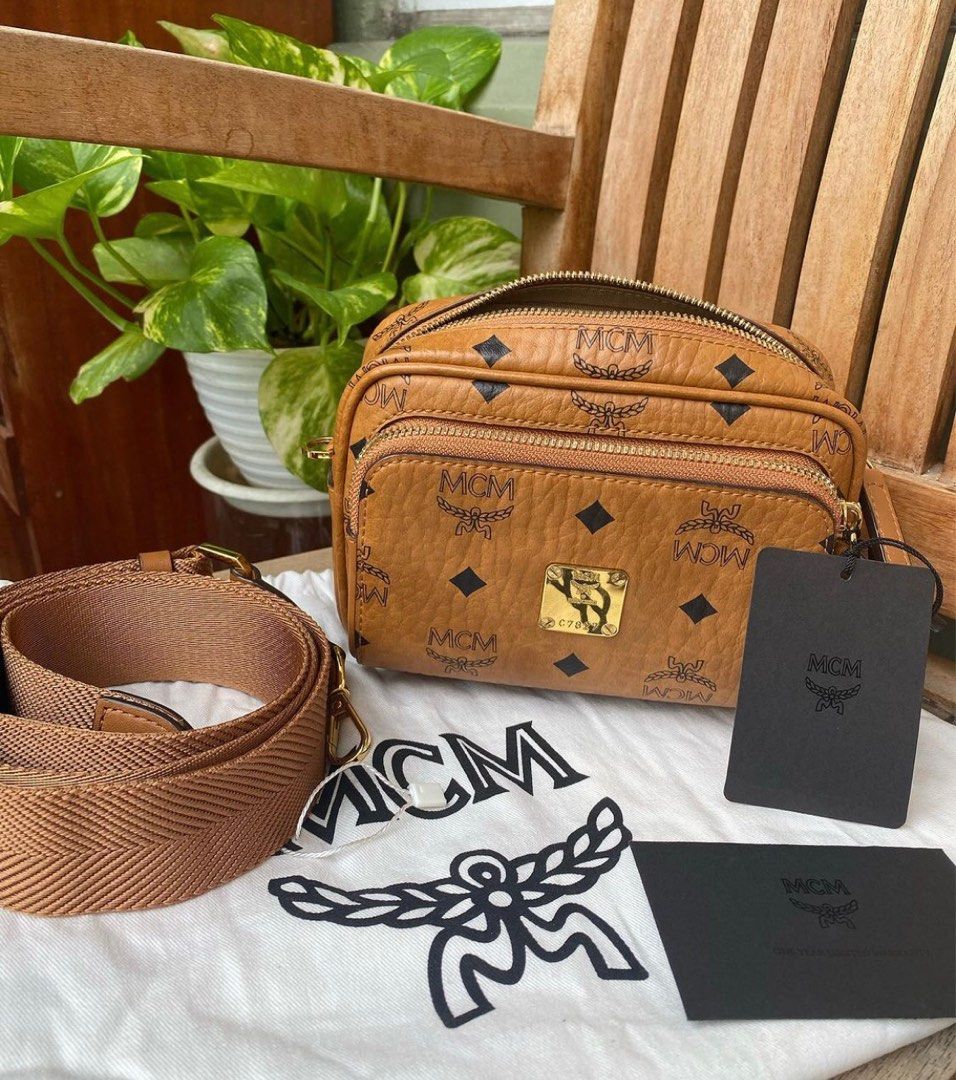 mcm camera bag/crossbody bag (Category: Luxury Bags & Wallets) located in Taguig. Submitted by gem_almond517 (Listing ID 1255455555, Image 3). Description: ONHAND! 💯Authentic Brand new MCM Belt bag / Crossbody bag with Card, adjustable strap , dustbag , card & Entrupy Certificate of Authenticity P32,000 we accept CASH and LAYAWAY #authentic #mcm #almond517luxury.