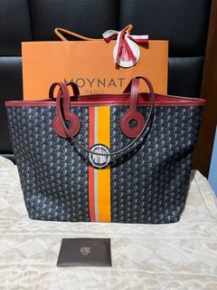 MOYNAT Grained Calfskin Canvas 1920 Oh! Tote Ruban GM Carbon Silver 1053458