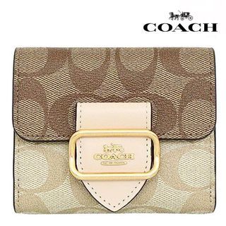 New Coach 🇺🇸 Original CH387 Khaki Pepper Wallet Women Fold Short Purse Wallet with Full Set of Coach Package 