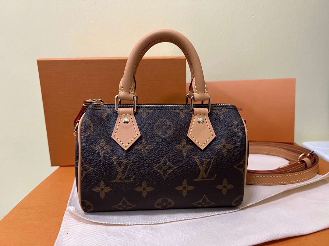 LV Nano Speedy Monogram canvas/cowhide leather trim GHW, Luxury, Bags &  Wallets on Carousell