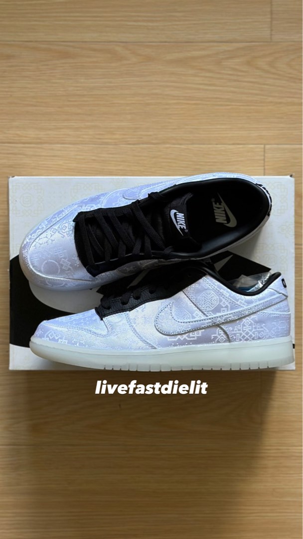 Nike dunk low x Clot Fragment White 白絲綢US10, 男裝, 鞋, 波鞋