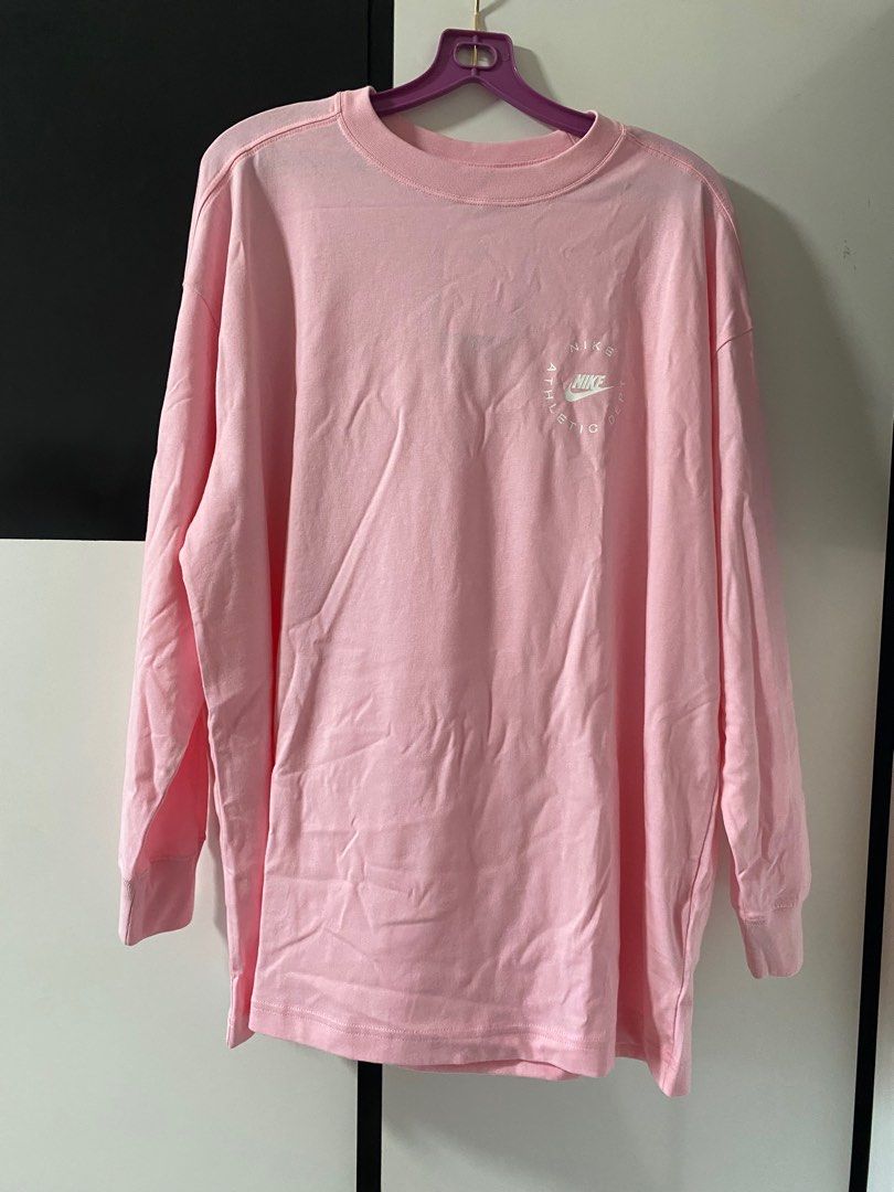 Nike Pink Long Sleeve Top Size M Oversized Fit, Women's Fashion