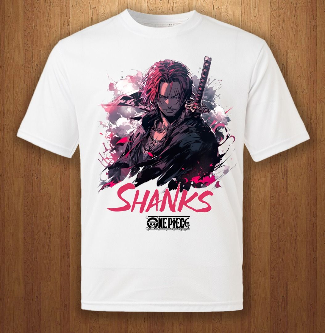 ONE PIECE Shanks 100 Cotton Cartoon Anime Print T shirt Black White Color Unisex
