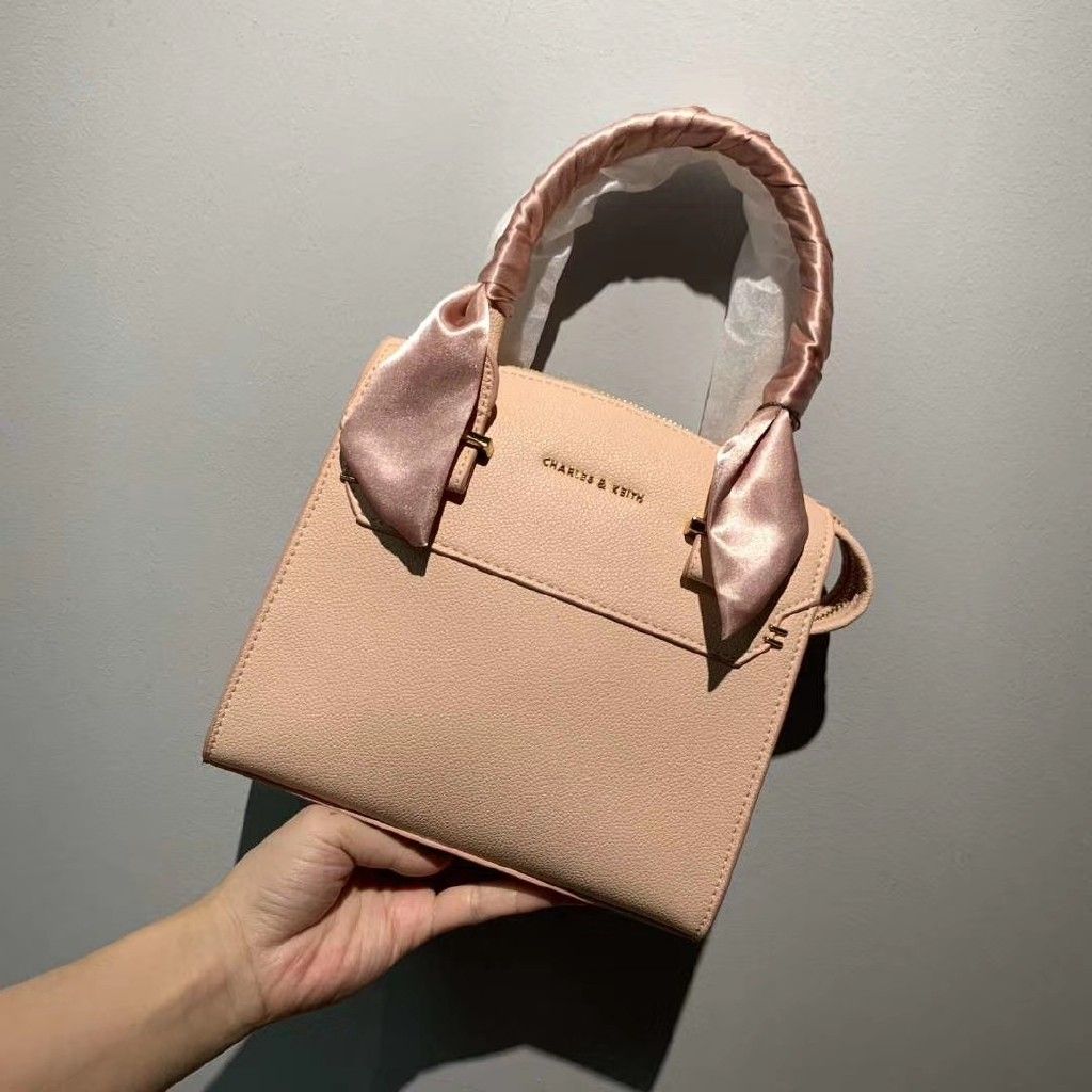 ORIGINAL Charles and Keith SATIN SCARF TOP HANDLE BAG NUDE LIKE NEW Women s Fashion Bags Wallets Shoulder Bags on Carousell