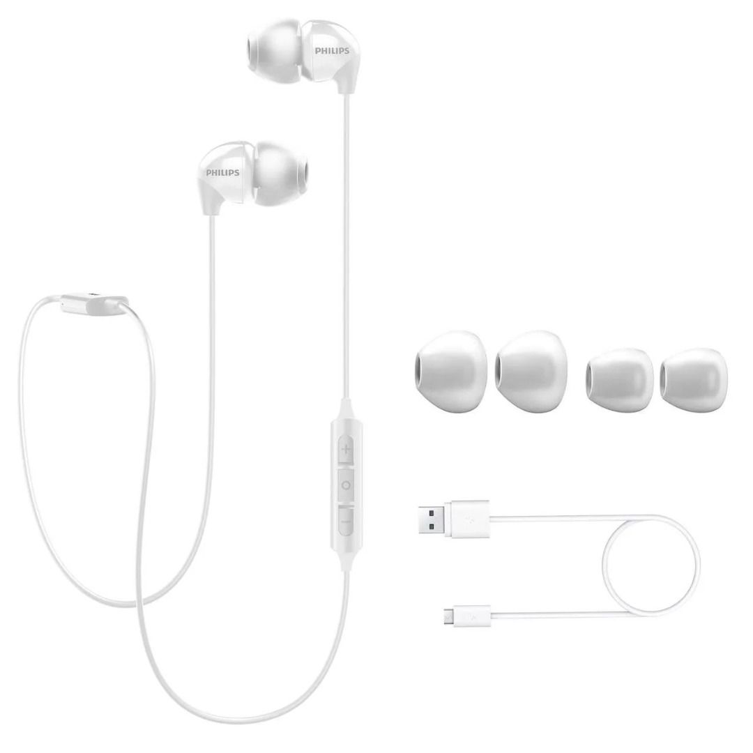 Philips SHB3595 Upbeat Bluetooth Headphones. Color White. 8.6mm Drivers. Support Bluetooth 4.1. Lightweight Neckband Design. Local SG Stock