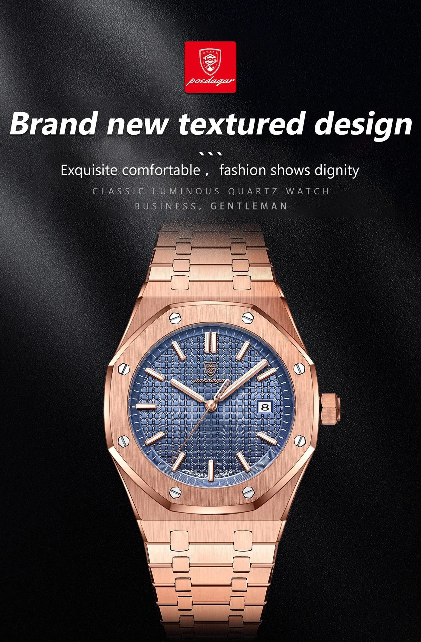 POEDAGAR High Quality Men Watch Luxury Man Quartz Wristwatch Waterproof Luminous Date Stainless Steel Men s Watches Casual Clock