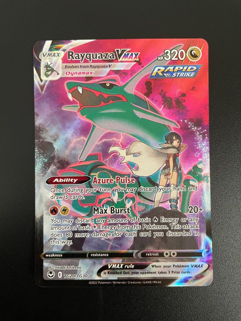 Pokemon TCG Rayquaza VMAX - TG20/TG30 - Ultra Rare Sword & Shield: Silver  Tempest Pokemon card, Hobbies & Toys, Toys & Games on Carousell