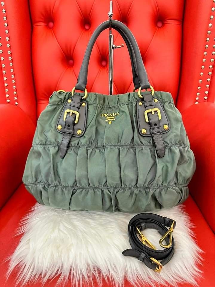 Prada Green Tessuto Nylon Gauffre Tote Bag