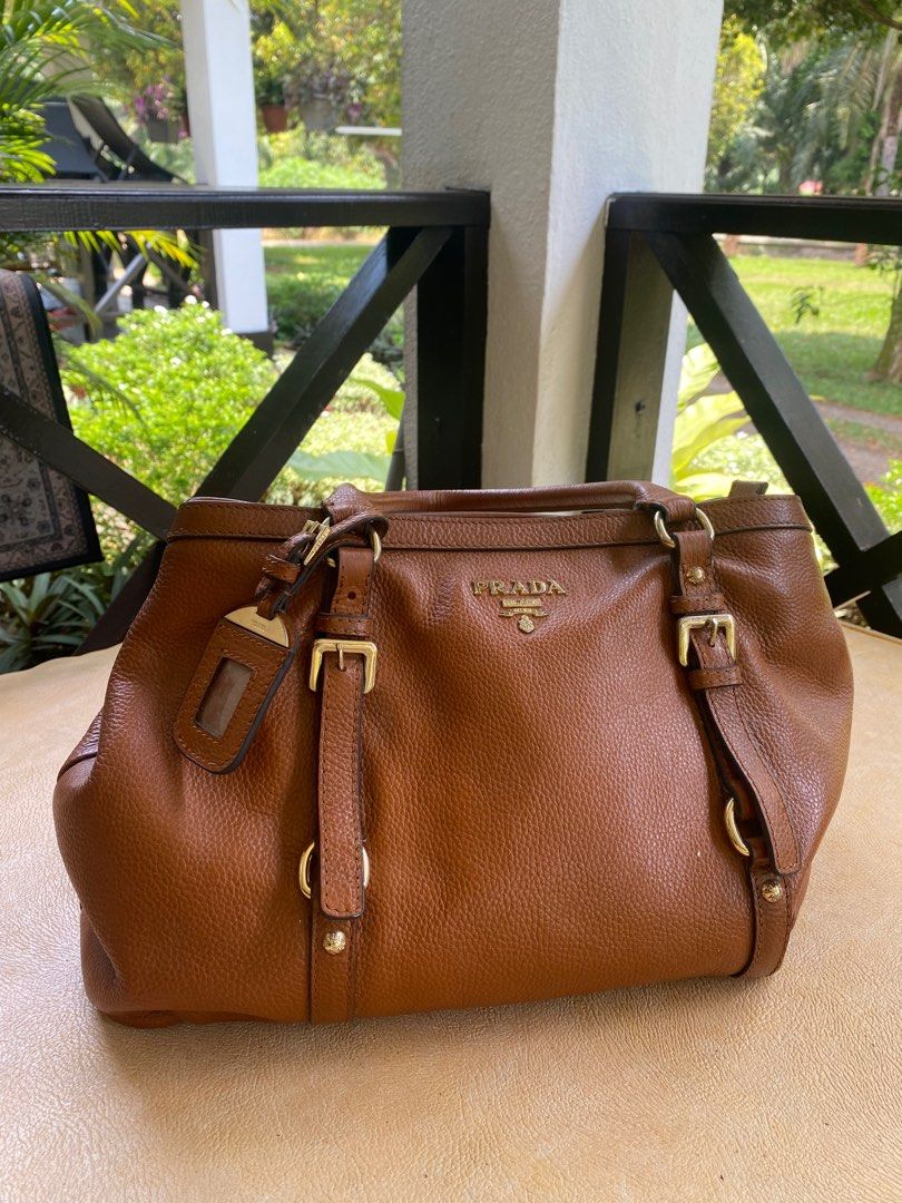 PRADA Milano Brown Genuine Leather Bag Purse Handbag Italy | eBay