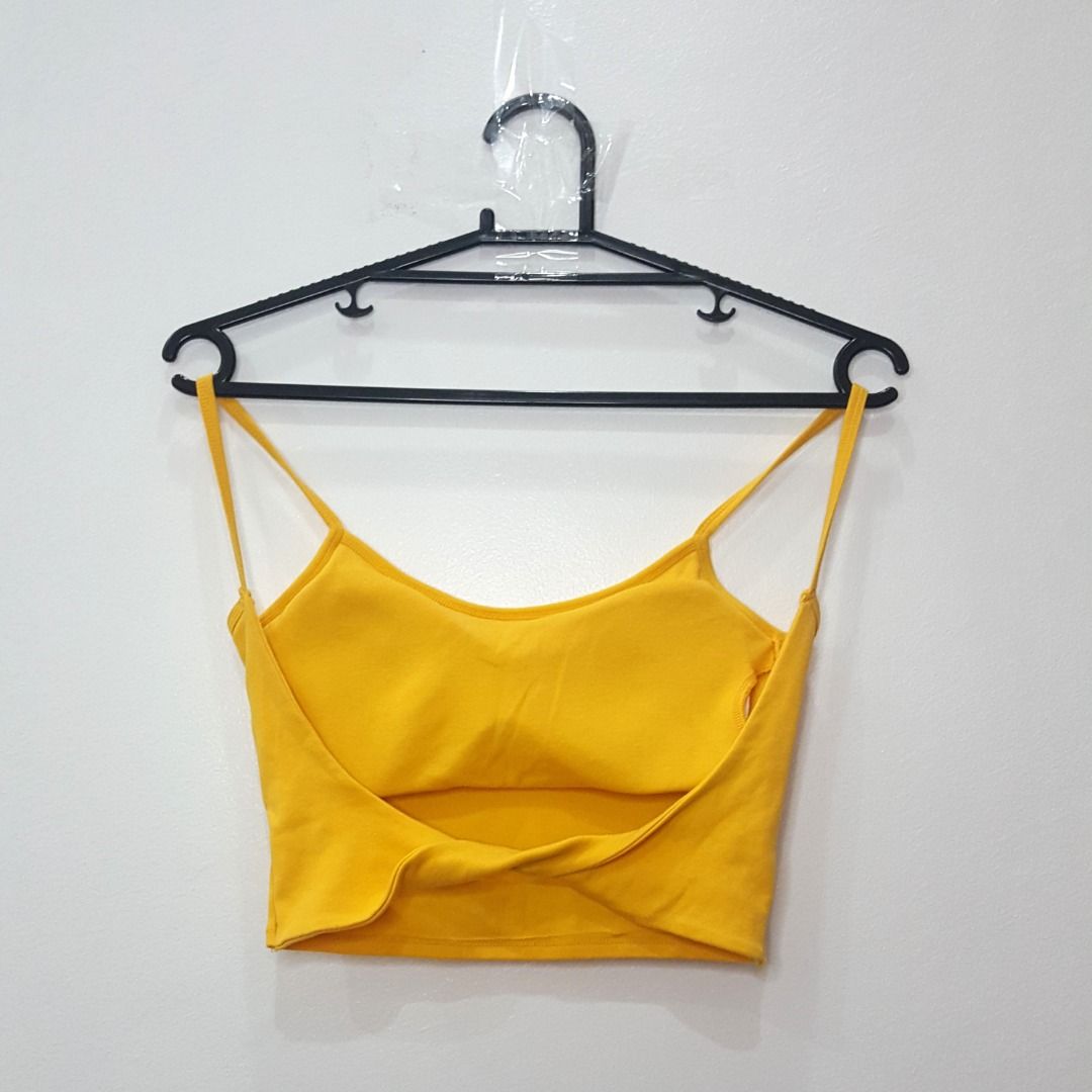 Yellow spaghetti sales strap crop top