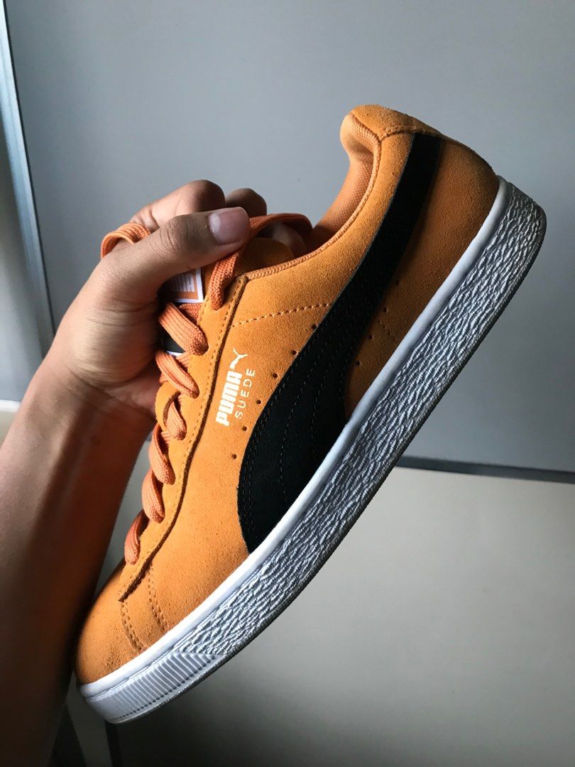 Puma suede orange store black