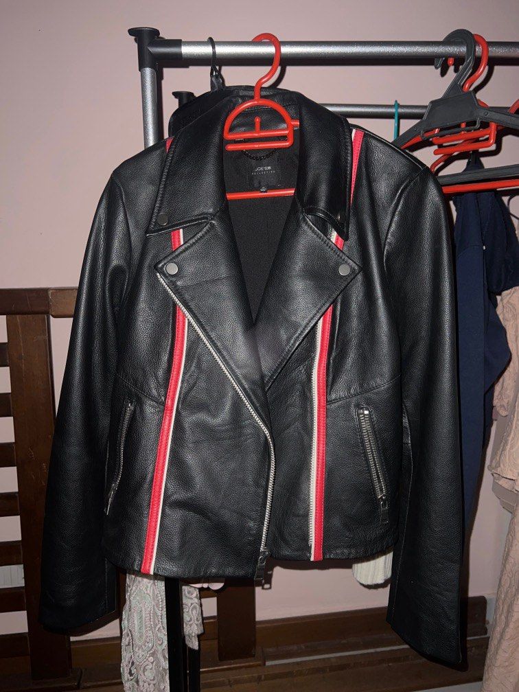 Leather jacket cheap red inside