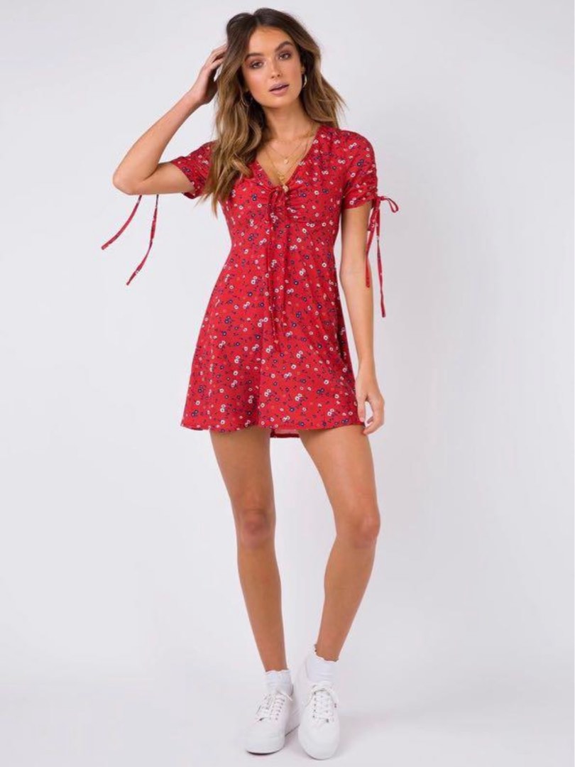 Red floral summer new arrivals dress