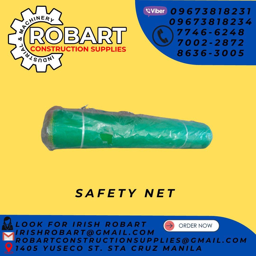 Safety Net (Category: Construction Tools & Equipment) located in Manila. Submitted by irishrobart_22 (Listing ID 1255552636, Image 1). Description: safety net color green 2m x 90m 1 roll SEND US MESSAGE FOR INQUIRIES ‼️‼️ LOOK FOR IRISH ROBART CP#/VIBER : 09673818231/ 09673818234 LANDLINE : 8-6363005/ 7746-6248/7002-2872 GMAIL: IRISHROBART@GMAIL.COM Office Address: 1405 Yuseco St. Sta Cruz Manila 𝑹𝑶𝑩𝑨𝑹𝑻 𝑪𝑶𝑵𝑺𝑻𝑹𝑼𝑪𝑻𝑰𝑶𝑵 𝑺𝑼𝑷𝑷𝑳𝑰