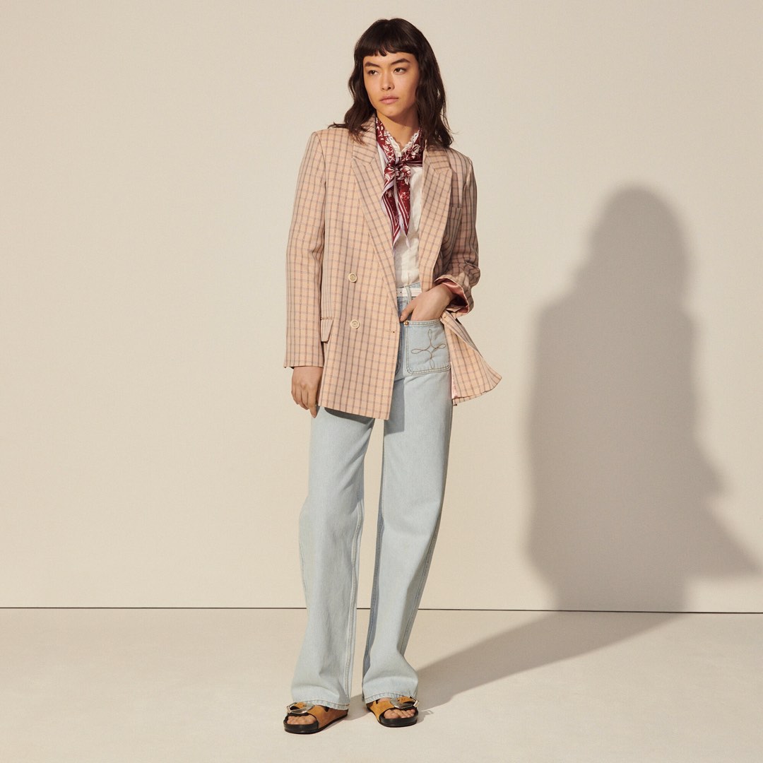 Sandro checked tailored jacket hot sale