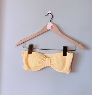 Seoul padded weaved knot bikini top in pastel yellow