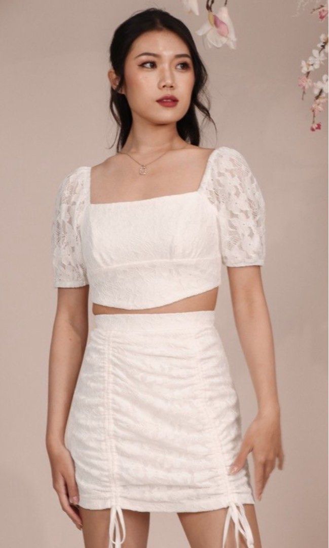 White crop top dress sale