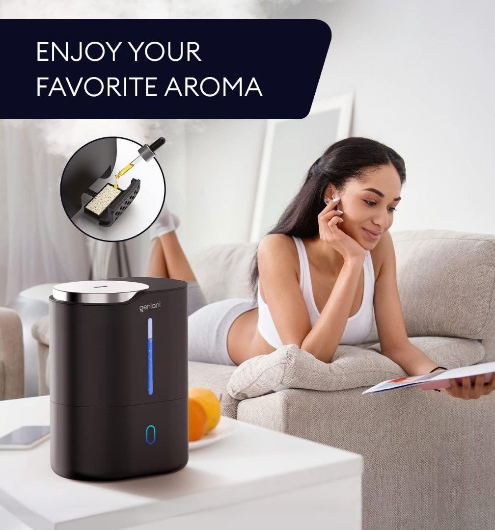 Top Fill Humidifiers for Bedroom with Essential Oil Diffuser 4L, Smart  Humidifiers for Home, Large Room, Baby & Indoor Plants, Cool Mist Ultrasonic  Quiet Air Humidifier, Night Light (Black), 傢俬＆家居, 家居香薰
