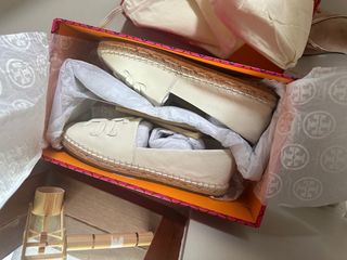 Tory burch shoes espadrille woven double T in cream