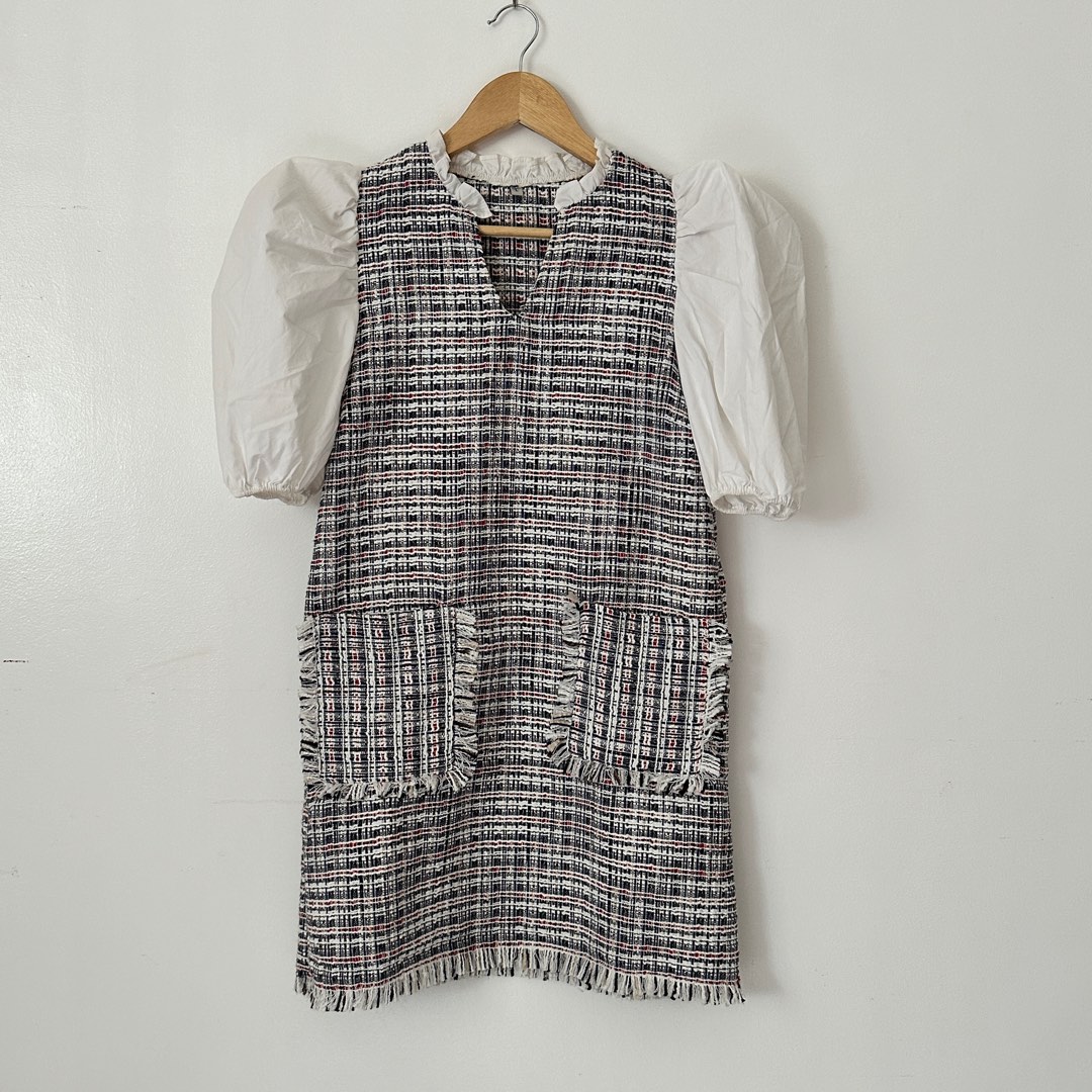 tweed dress with shirt