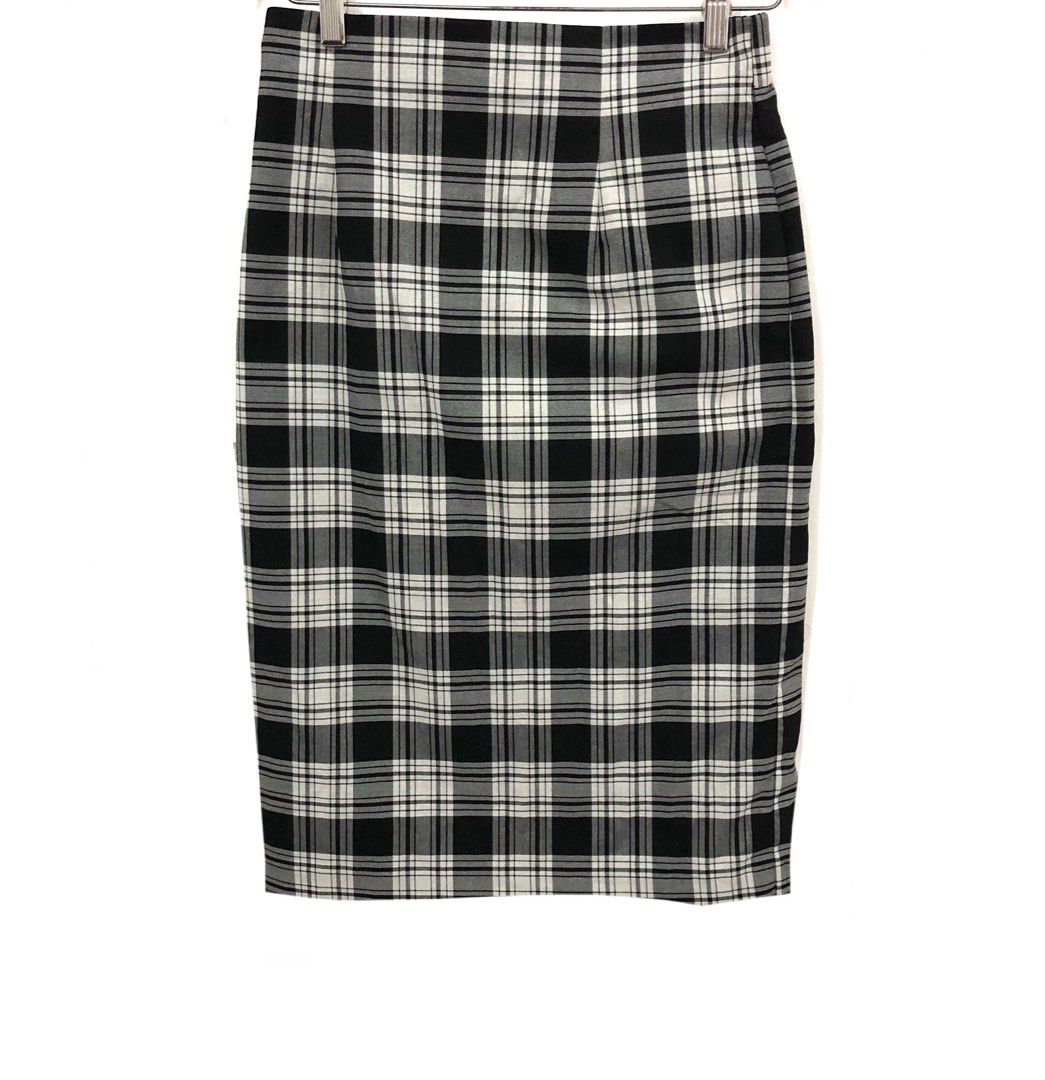 Uniqlo Plaid Pencil Cut Midi Skirt