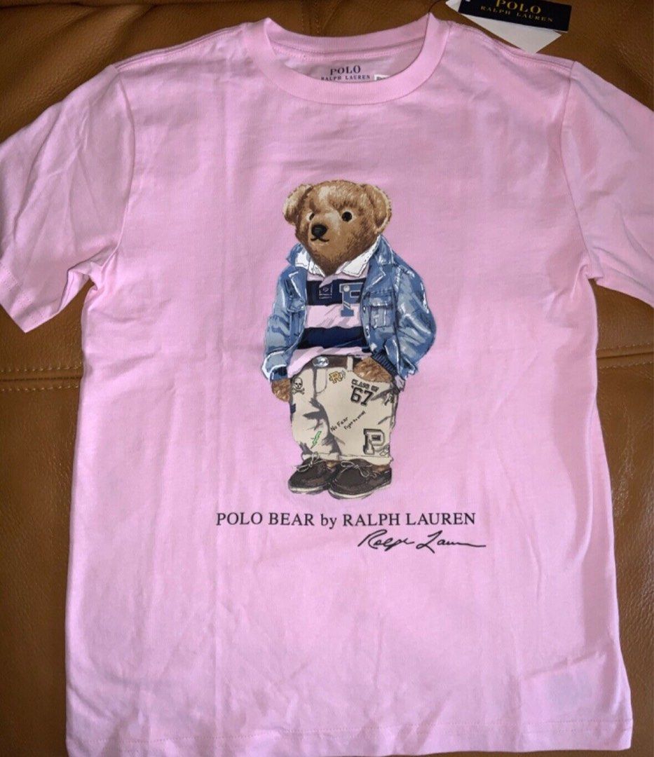 Used once pink ralph lauren bear t shirt