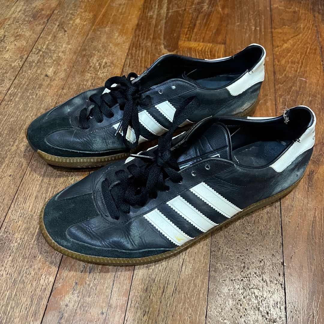 Vintage 90s Adidas Samba Black Leather Luxury Sneakers