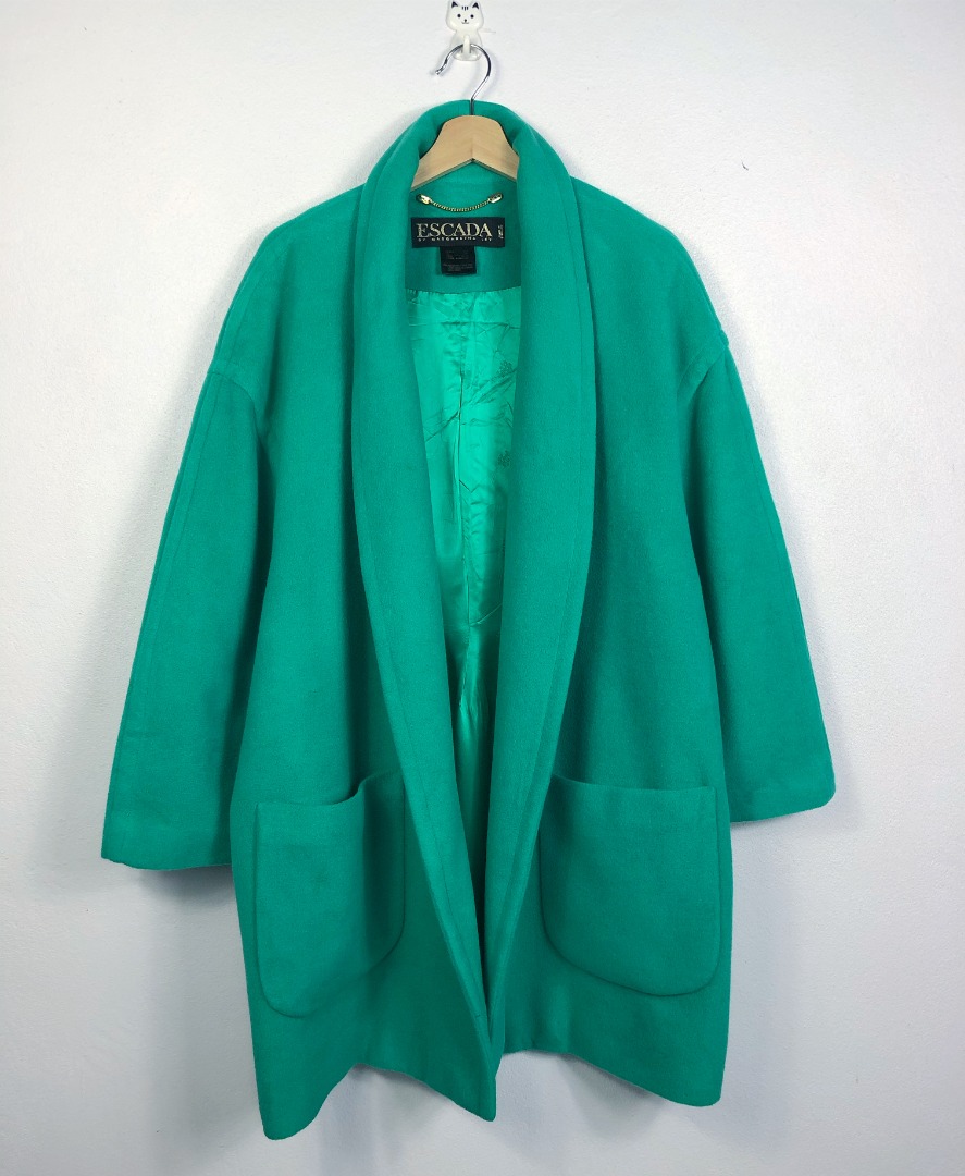 Escada, Jackets & Coats, Chic Vtg Escada By Margaretha Ley Olive Green  Doublebreasted Cashmere Jacket