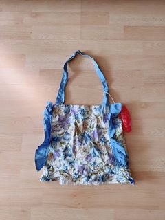 Vintage reworked floral halter apron crop top