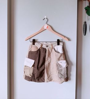 Vintage reworked patchwork cargo Highwaist skirt