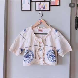 Vintage reworked porcelain cross stitch embroidery top
