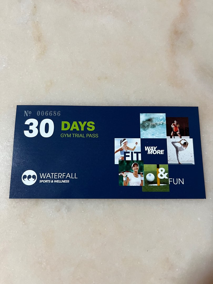 Waterfall 30 Days gym trial pass, 門票＆禮券, 兌換券 Carousell