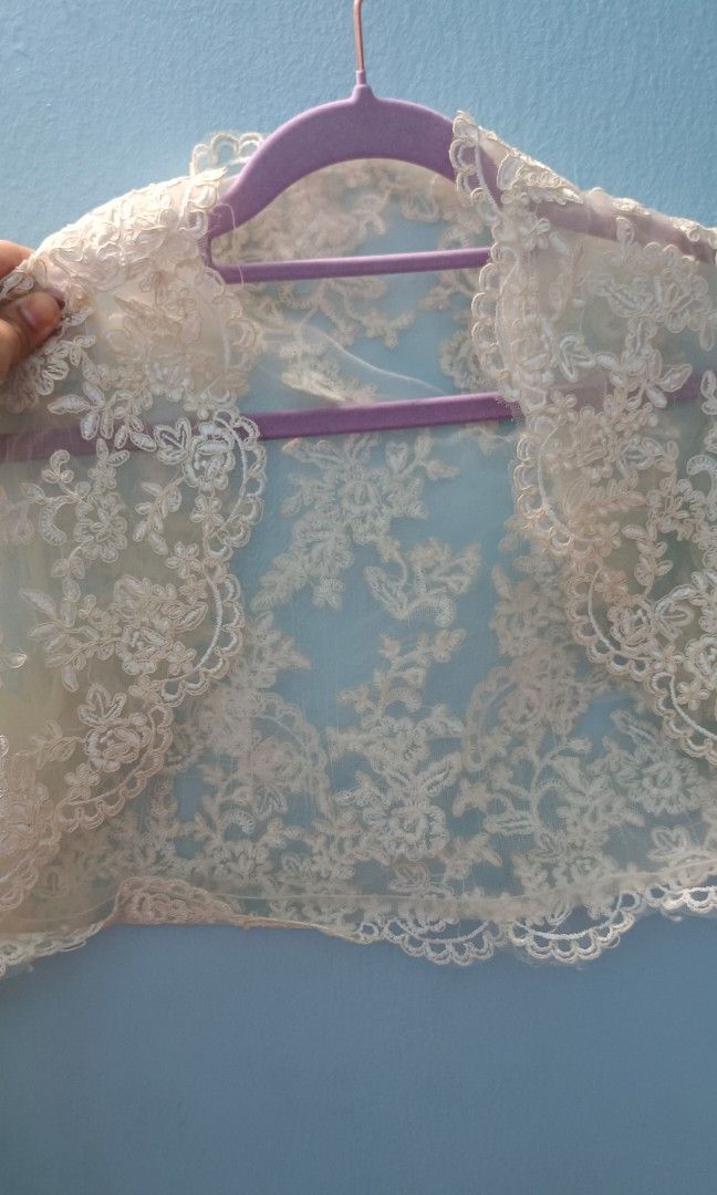Navy lace jacket wedding store