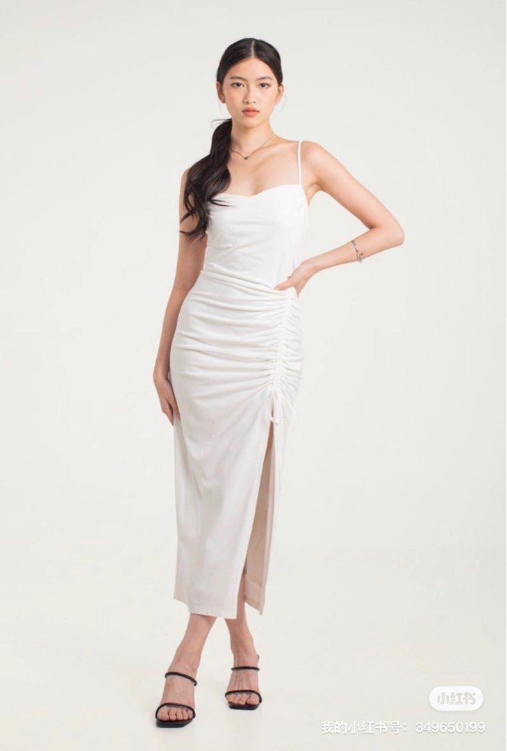White silk clearance bodycon dress