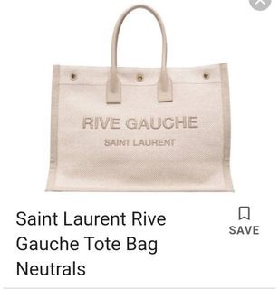 Neutral Rive Gauche leather-trim canvas tote bag, Saint Laurent