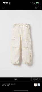 Zara cargo pants/ multi pocket pants/ cream pants