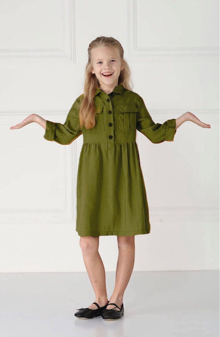 Girls army green dress online