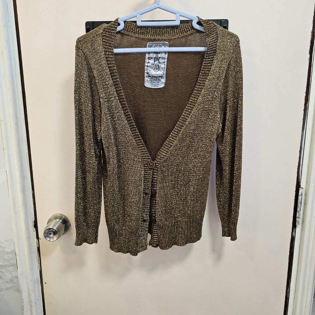 Gold party cardigan clearance