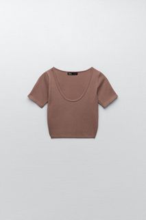 Zara  Limitless Contour Collection Ribbed Crop Top