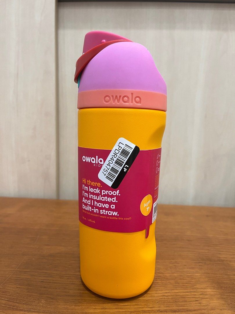 16oz Owala kids freesip water bottle Thermal Flask orange