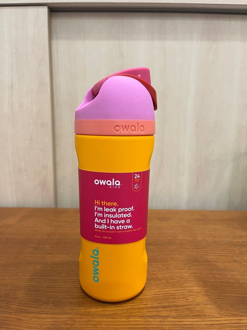 16oz Owala kids freesip water bottle Thermal Flask orange